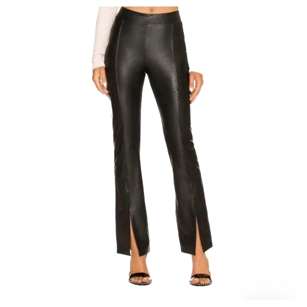 Commando Faux Leather Flare Leg‎ Split Front Pants Black Size M SLT02 179